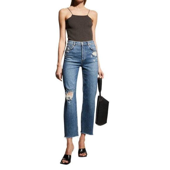 BOYISH Mikey high rise distressed straight leg Jeans 27 - Picture 1 of 15